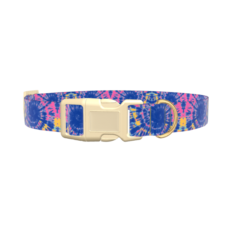 Tie-Dye Spiral Dog Collar - plastic silver