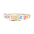 Floral Embroidery Dog Collar - plastic silver