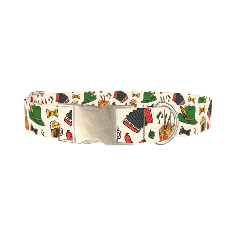 Oktoberfest Music Dog Collar - metal silver