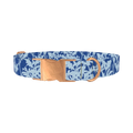 Blue Botanical Silhouette Dog Collar - metal rose gold