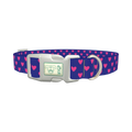 Blue Heart Pattern Dog Collar - plastic silver