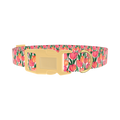 Pink Tulip Dog Collar - plastic gold