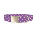 Violet Heart Dog Collar - metal silver