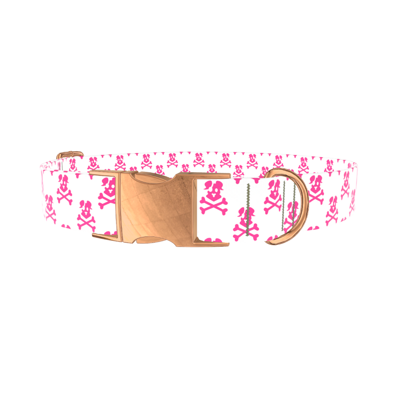 Pirate Dog Skull Dog Collar - metal rose gold