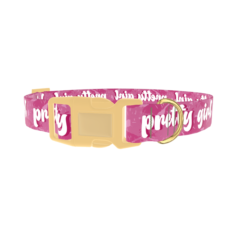Lip Print Dog Collar - plastic gold