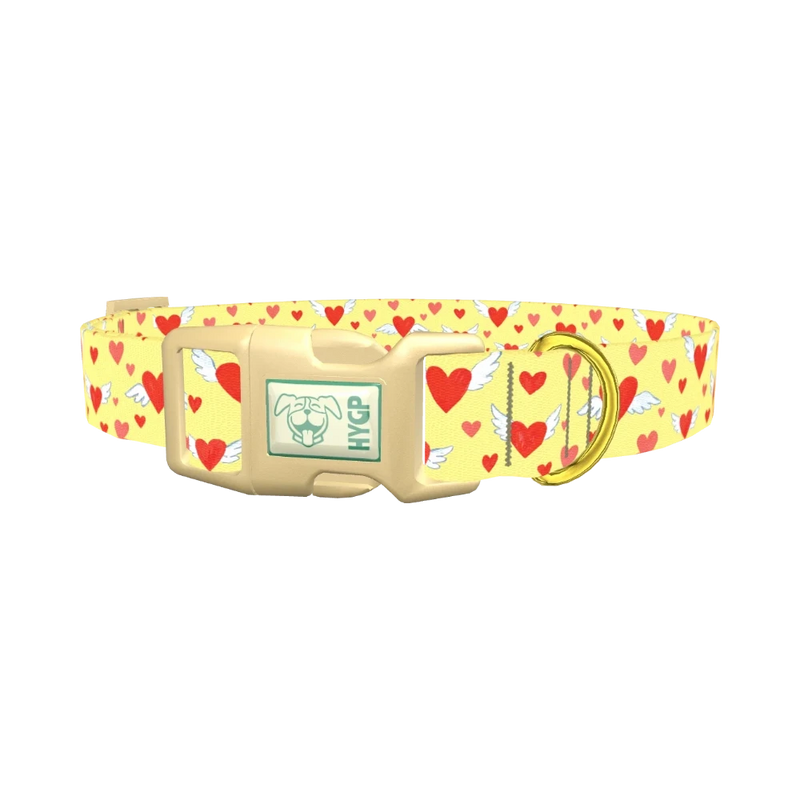 Flying Hearts Dog Collar - plastic gold