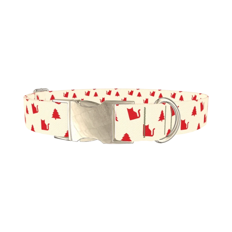 Christmas Cat Dog Collar - metal silver