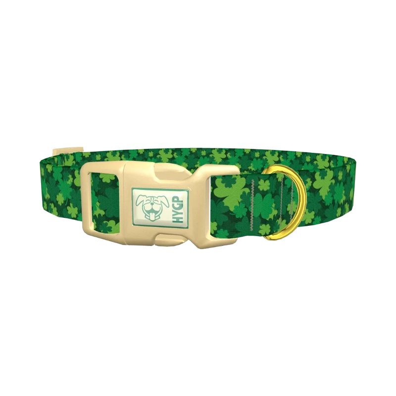 St Patrick's Clover Dog Collar - plastic gold