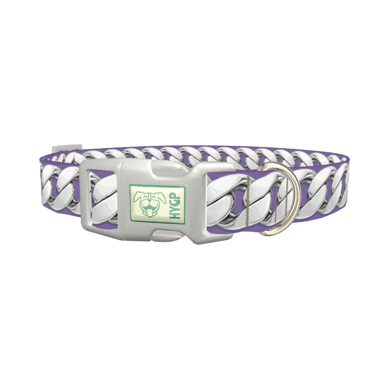 Silver Chain Lilac Dog Collar - plastic silver