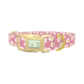 Pink Daisy Dog Collar - plastic gold