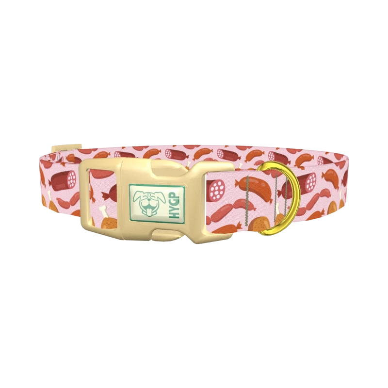 Sausage Pattern Dog Collar - plastic gold