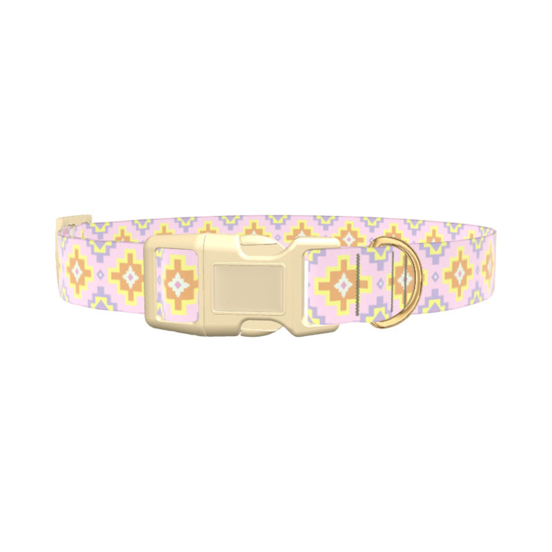 Pastel Geometric Dog Collar - plastic silver