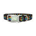 Rainbow Peace Dog Collar - plastic silver