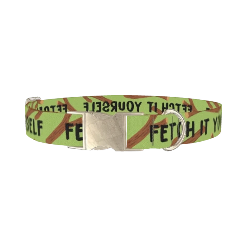 Fetch Stick Dog Collar - metal silver