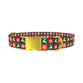 Christmas Plaid Deer Dog Collar - metal gold