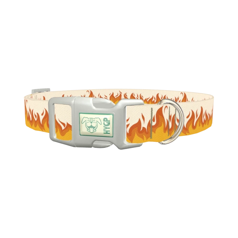 Fire Flame Dog Collar - plastic silver