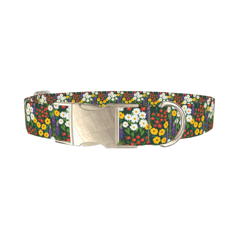 Meadow Bloom Dog Collar - metal silver