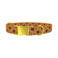 Halloween Cat Pattern Dog Collar - metal gold