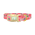 Christmas Ho Ho Pink Dog Collar - plastic gold