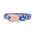 Blue Pansy Floral Dog Collar - plastic silver