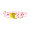 Pink Santa Pattern Dog Collar - metal rose gold