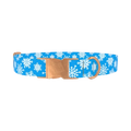 Blue Festive Snowflake Dog Collar - metal rose gold
