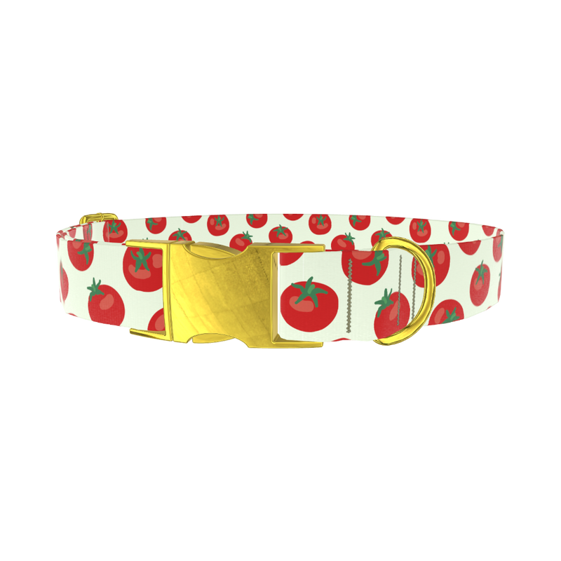 Tomato Pattern Dog Collar - metal gold