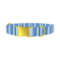 Blue Hexagonal Stripe Dog Collar - metal gold
