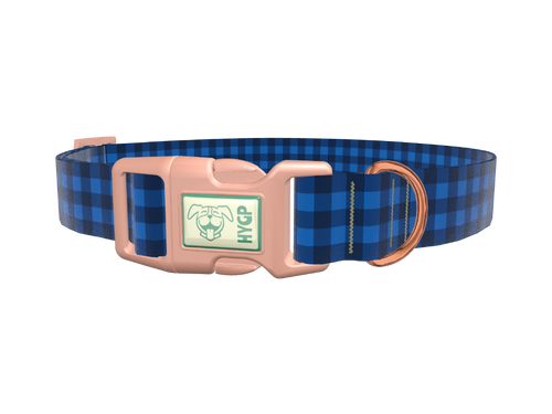 Dark Blue Checkered Dog Collar