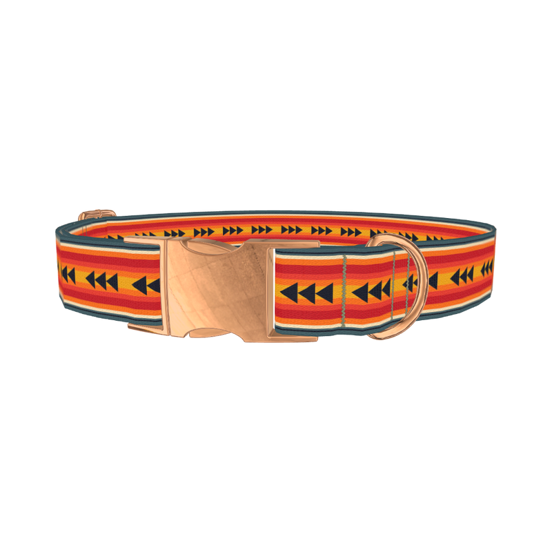 Retro Arrow Stripe Dog Collar - metal rose gold