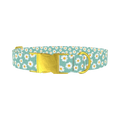 Teal Polka Dot Daisy Dog Collar - metal gold