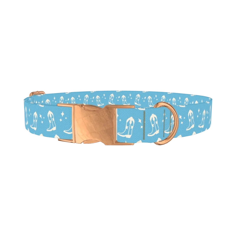 Cowboy Boot Dog Collar - metal rose gold