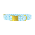 Blue Ribbon Bow Dog Collar - metal gold