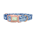 Blue Botanical Silhouette Dog Collar - plastic rose gold