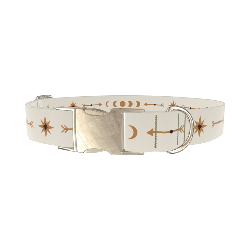 Geometric Moon Phase Dog Collar - metal gold