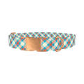 Orange Blue Checkered Dog Collar - metal rose gold