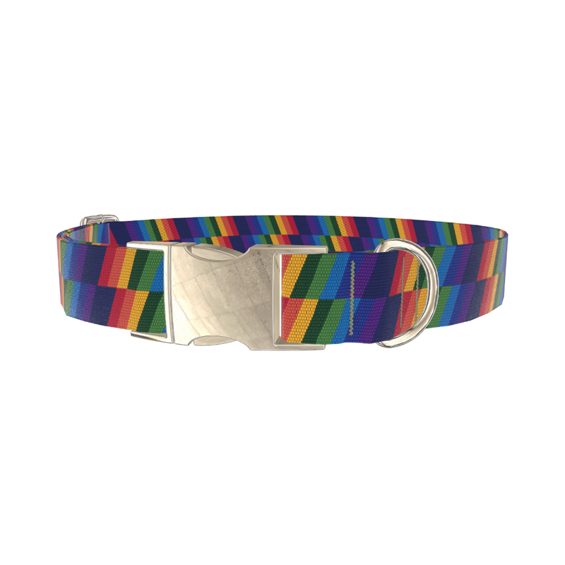Zigzag Rainbow Dog Collar - metal gold