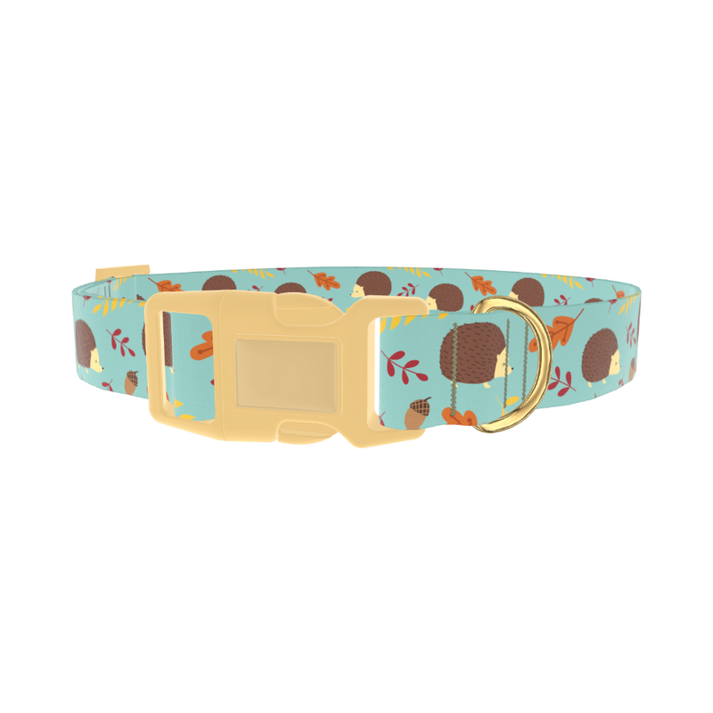 Autumn Hedgehog Dog Collar - plastic gold