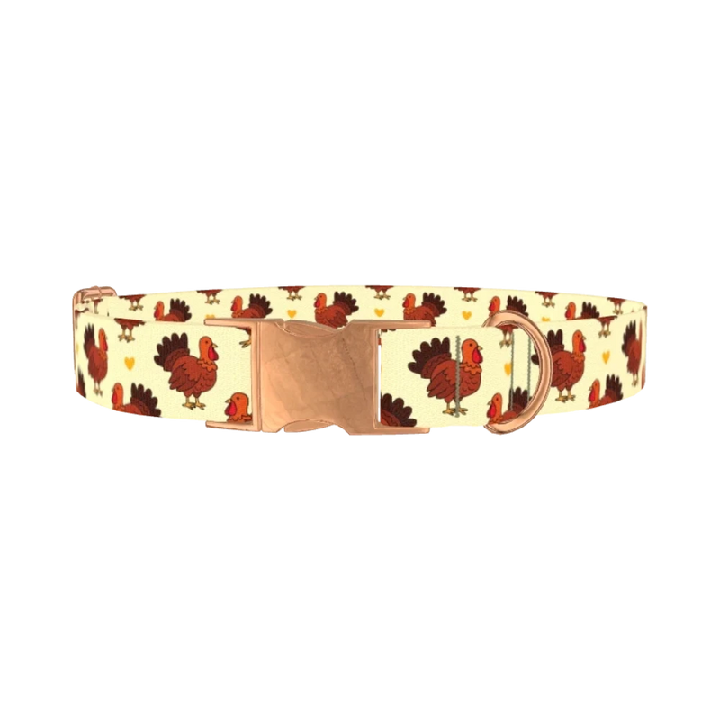 Turkey Heart Dog Collar - metal rose gold