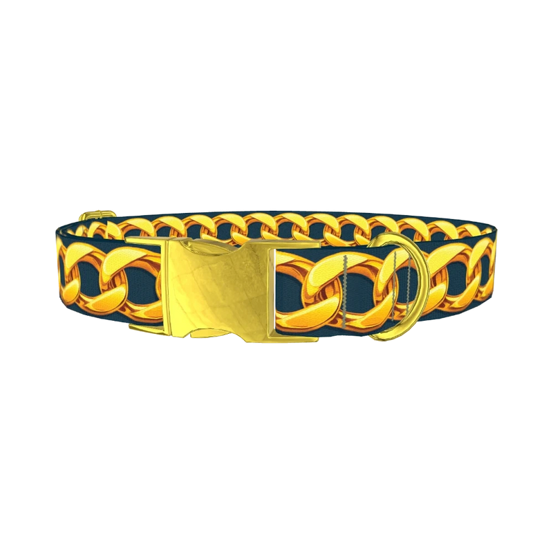 Gold Chain Link Dog Collar - metal gold