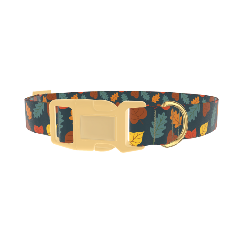 Colorful Leaf Pattern Dog Collar - plastic gold