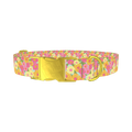 Floral Gerberas Dog Collar - metal gold