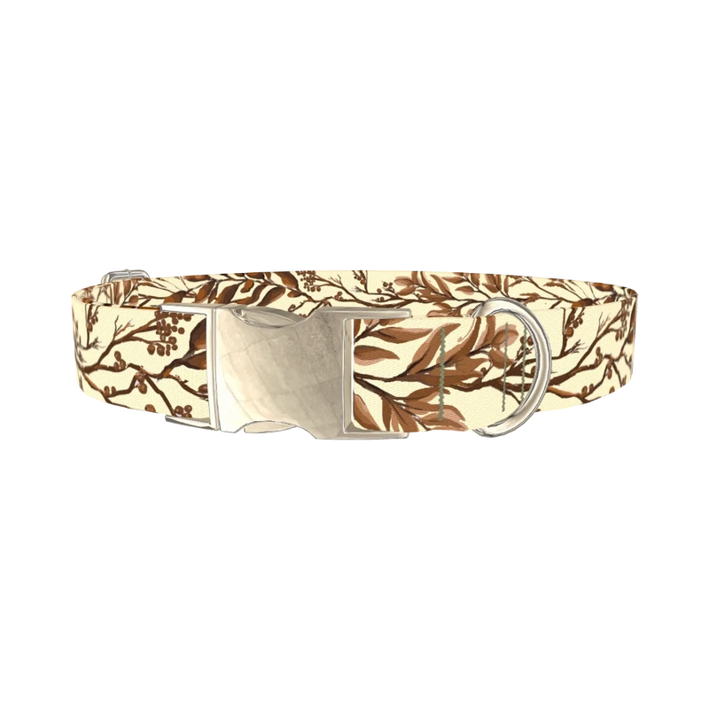 Botanical Branches Dog Collar - metal silver
