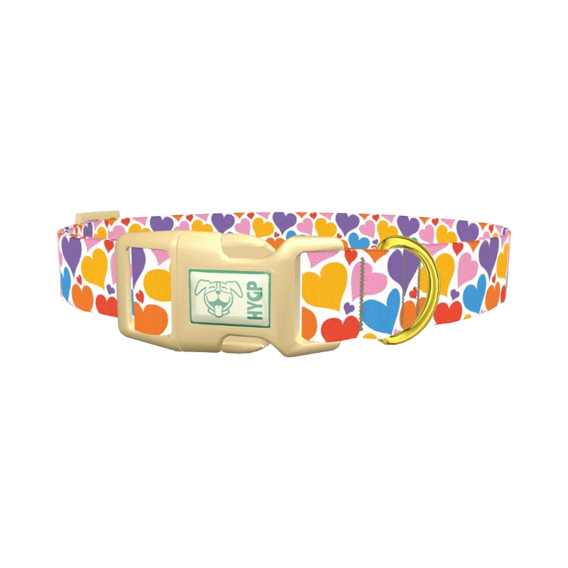 Multicolor Heart Dog Collar - plastic gold
