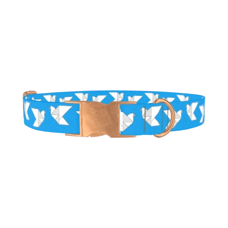 Origami Bird Dog Collar - metal rose gold