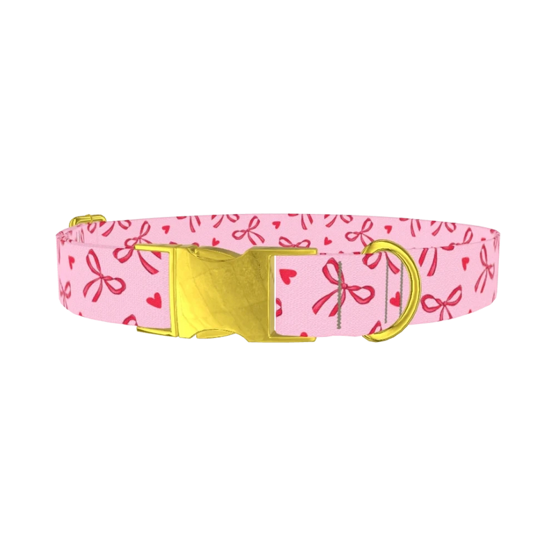 Valentine Bow Dog Collar - metal gold