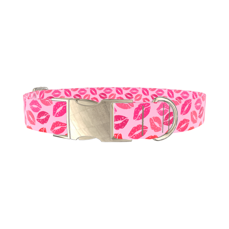 Valentine Kiss Dog Collar - metal gold