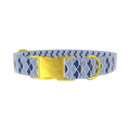Blue Japanese Wave Dog Collar - metal gold