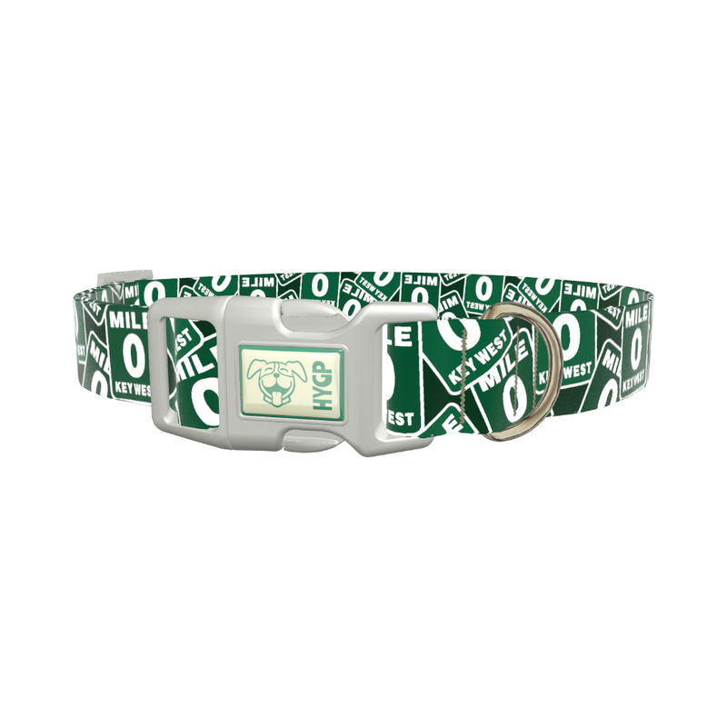 Key West Road Sign Dog Collar - plastic rose gold