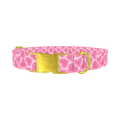 Pink Sketch Heart Dog Collar - metal gold